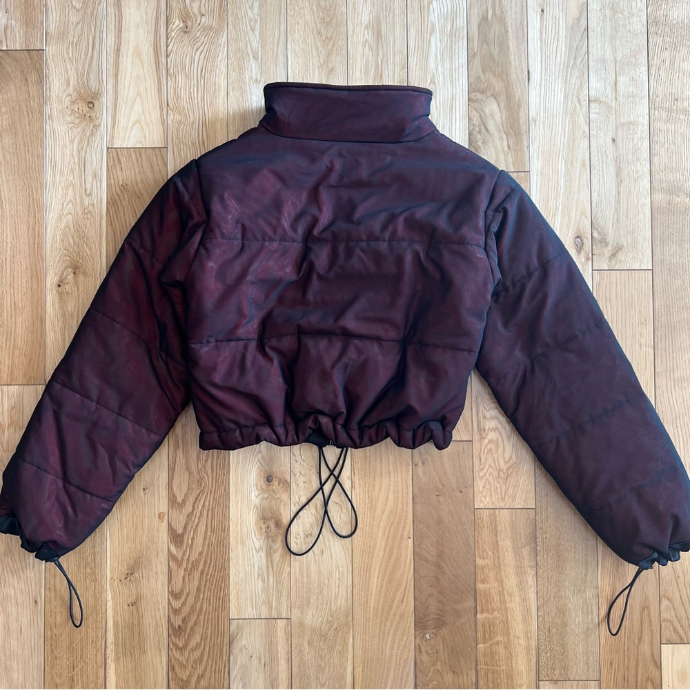 I AM GIA Road Warrior Mesh Cropped Puffer Jacket Size M Streetwear Reflective - Picture 8 of 9